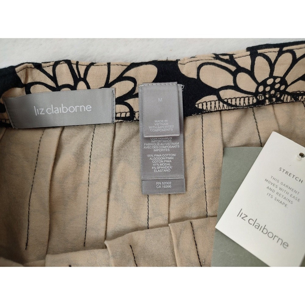 LIZ & CO Black beige floral flared 1 skirt Medium with 2 Tops Large NWT - Picture 6 of 15